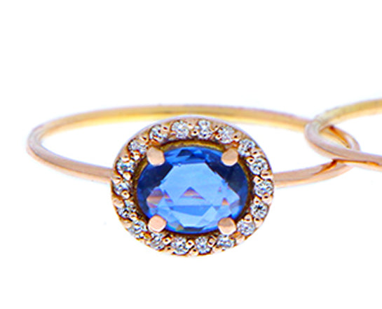 Rose gold ring with sapphires and diamonds