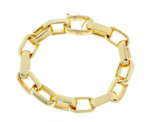 Yellow gold oval thick chain bracelet