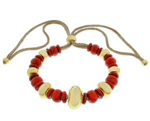 Yellow gold and coral bead necklace