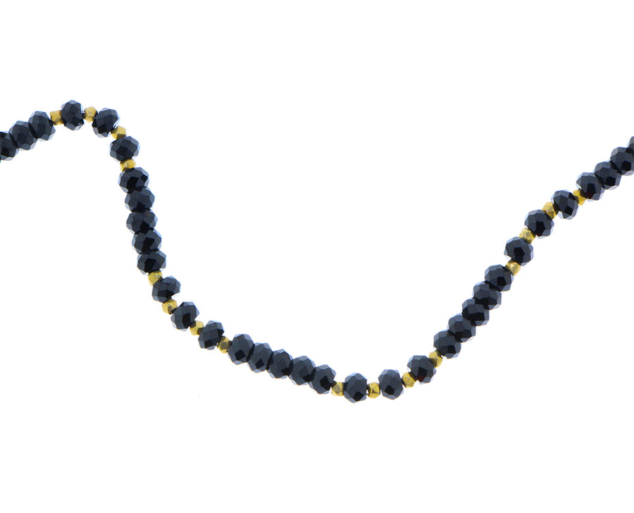 Onyx and yellow gold bead necklace