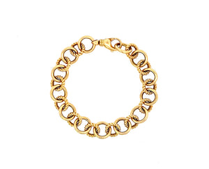 Yellow gold round and torned chain bracelet