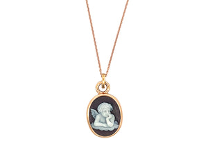 Rose gold and cameo angel pendant