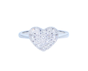 White gold and diamond heart ring