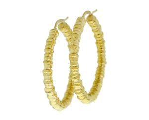 Yellow gold ribbed earrings
