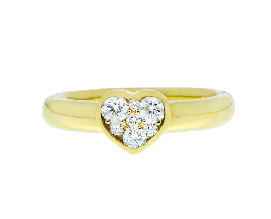 Yellow or rose gold ring with a diamond heart