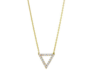 Yellow gold necklace with a diamond triangle