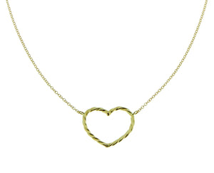 Yellow gold necklace with a tornado heart pendant