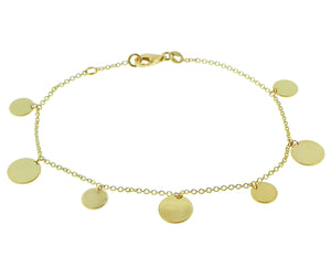 Yellow gold bracelet with a variety of coin pendants