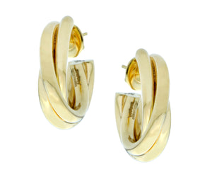 Yellow gold round twisted earrings