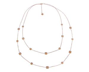 Rose gold double necklace with tiny rectangles