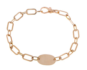 Gold chain bracelet with an oval charm