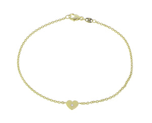Yellow gold bracelet with a heart and a diamond