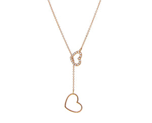 Rose gold necklace with a diamond heart charm