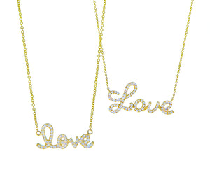 Yellow gold and diamond Love necklace
