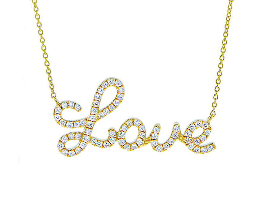 Yellow gold and diamond Love necklace