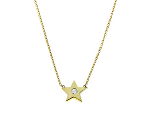 Yellow gold necklace star pendant with diamond