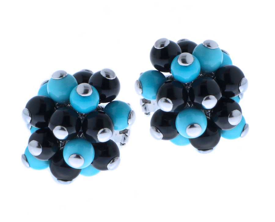 Coral & onyx earrings