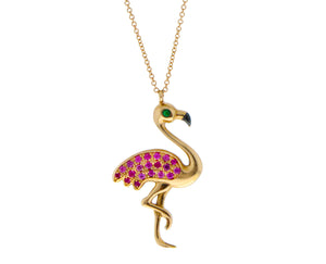Rose gold necklace with a flamingo pendant