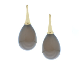 Grey agate and yellow gold earrings