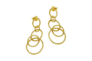 Yellow gold earrings with five open rings