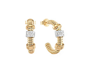 Yellow gold and diamonds tubo earrings