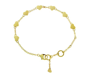 Yellow gold bracelet with seven hearts