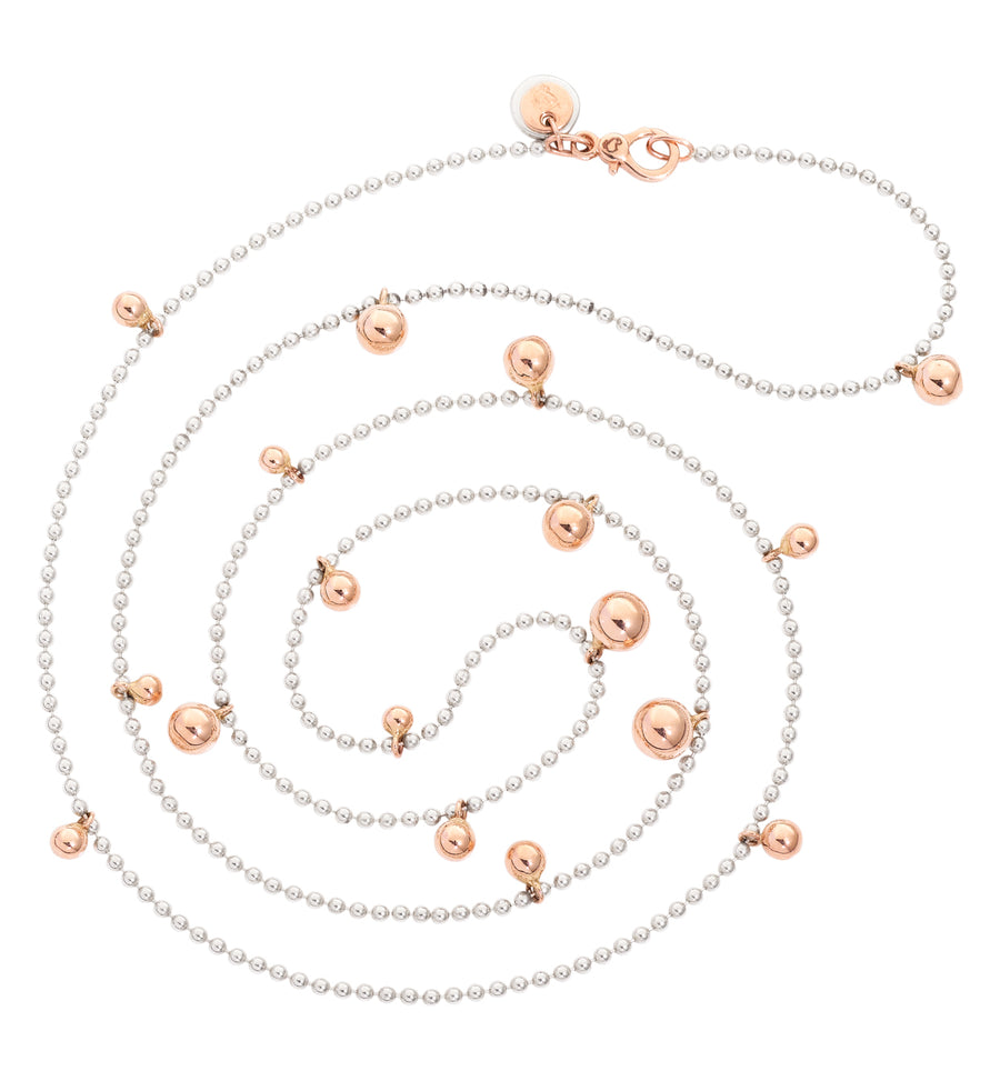 DoDo silver necklace with rose gold balls