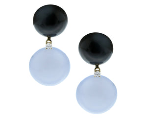 Earrings with moonstone and chalcedone