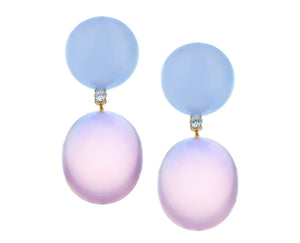 Earrings with chalcedone and rose quartz