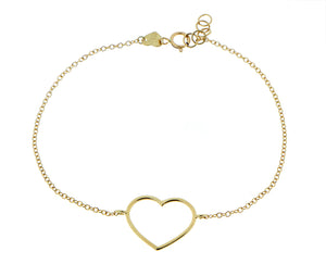 Yellow gold bracelet with an open heart charm