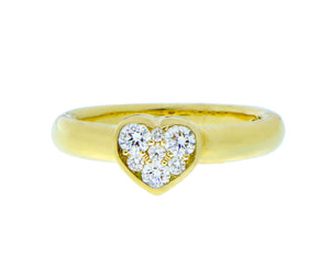 Yellow gold ring with a diamond heart