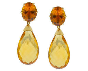 Yellow gold and citrine earrings