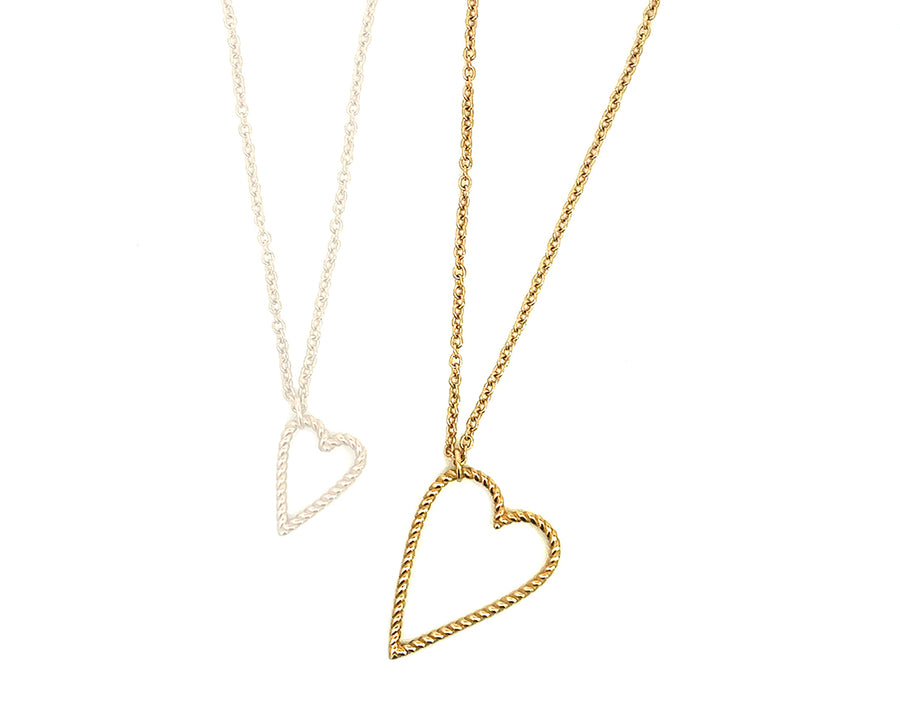 Rose gold necklace with a twisted heart pendant