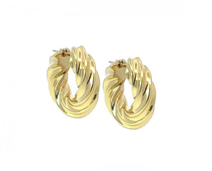 Yellow gold twisted hoops