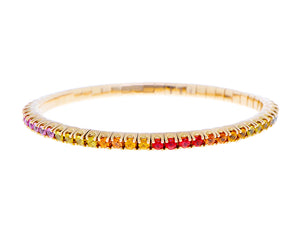 Rose gold and sapphires stretchy rainbow tennis bracelet