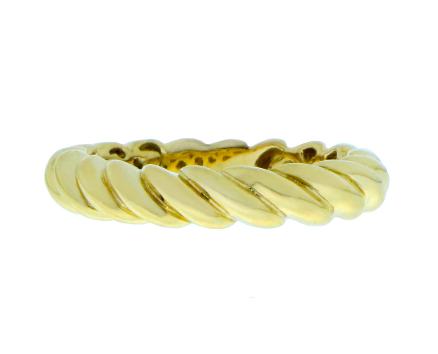Yellow, rose and white gold twisted rings