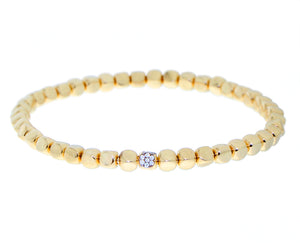 Yellow gold and diamond stretchy block bracelet