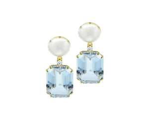 Earrings with moonstone and white topaz