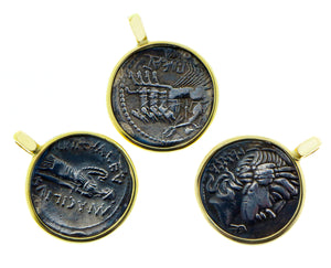 Yellow gold Roman coin pendants