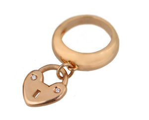 Rose gold ring with dangling heart
