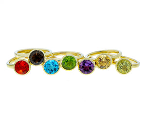 Yellow gold and gemstone rings