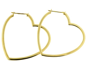 Yellow gold heart hoop earrings