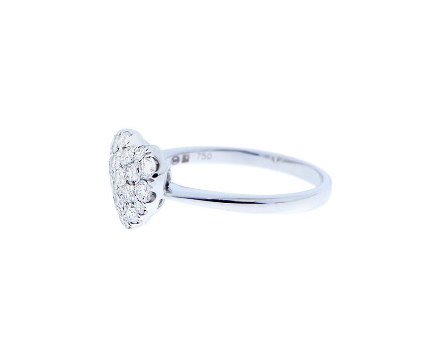 White gold and diamond heart ring