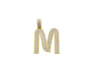 Large yellow gold and diamond letter pendant