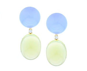 Earrings with chalcedone and prasiolite