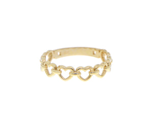 Yellow gold heart chain ring