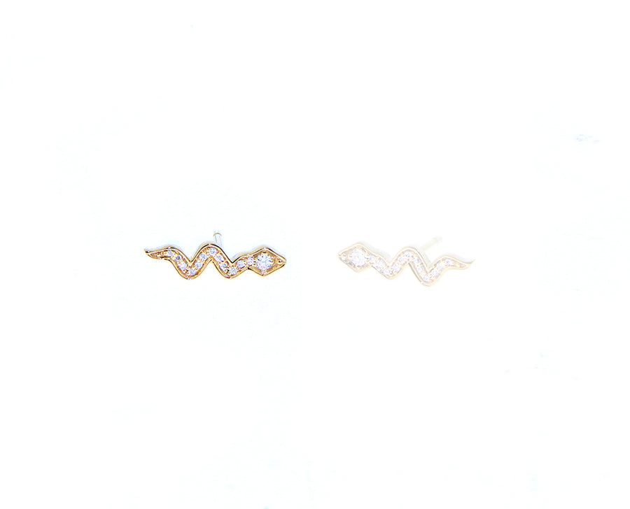 Yellow gold diamond or ruby small SINGLE hoops or snake SINGLE studs