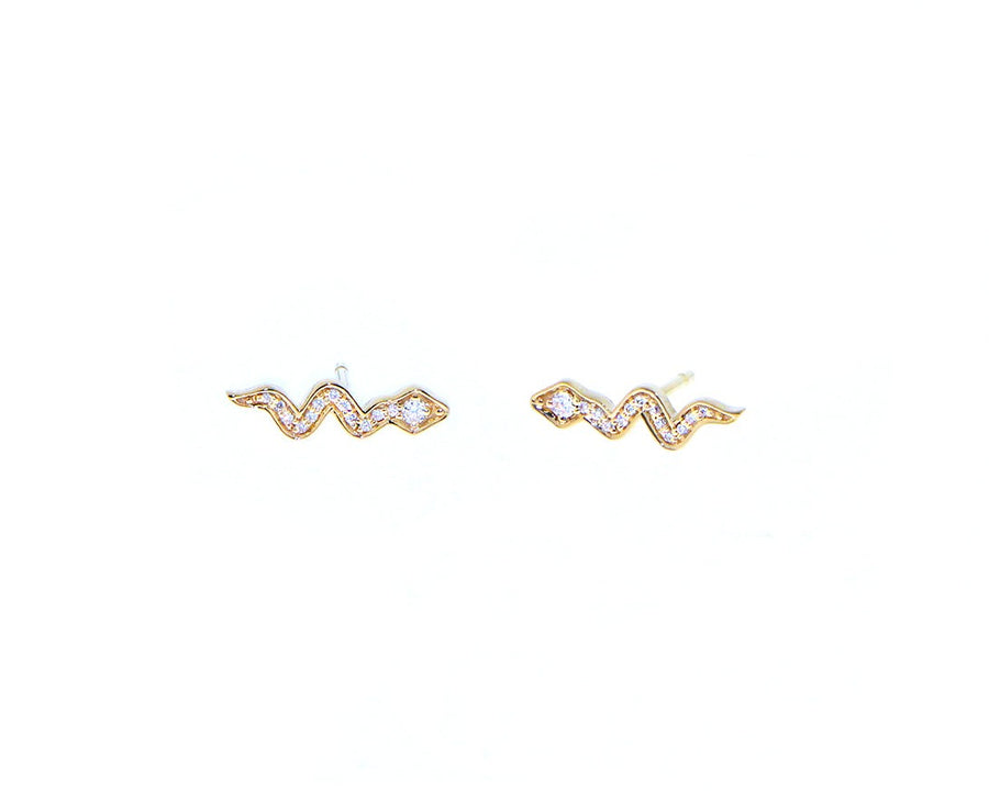 Yellow gold diamond or ruby small SINGLE hoops or snake SINGLE studs