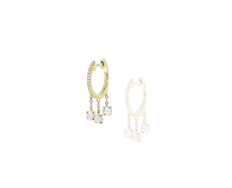 Yellow gold diamond or ruby small SINGLE hoops or snake SINGLE studs