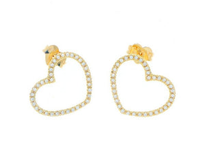 Yellow gold and diamond open heart earrings